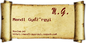 Mendl Györgyi névjegykártya